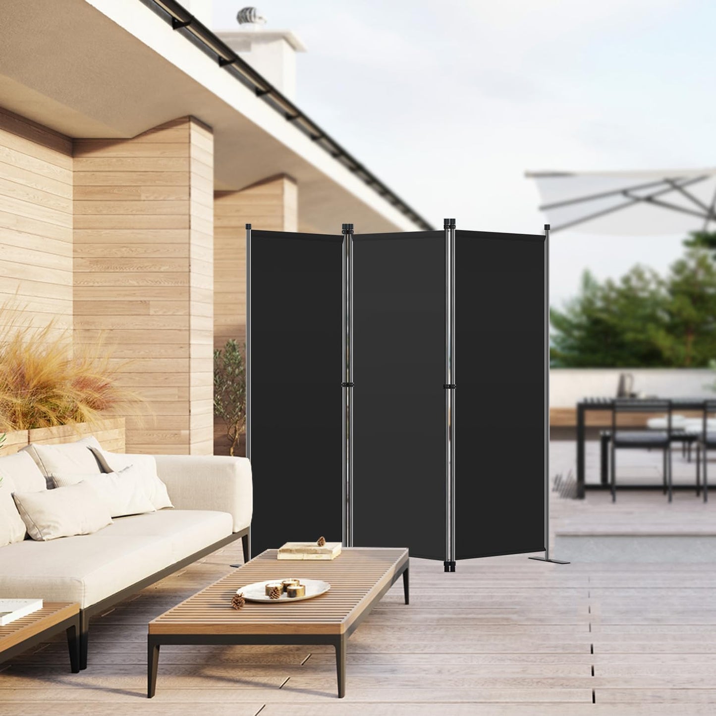 Angel Living Faltwand - 3 Paneele - 168 x 165 cm - Schwarz