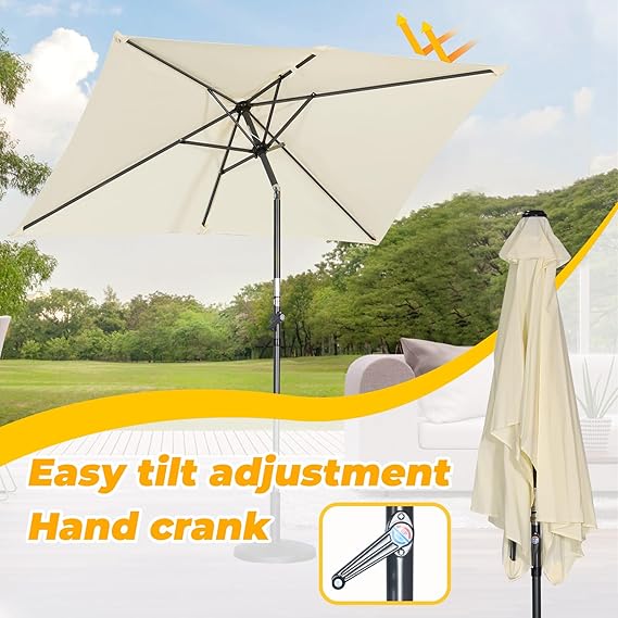 Angel Living Sonnenschirm - neigbar - 140 x 210 cm - Rechteck - Creme