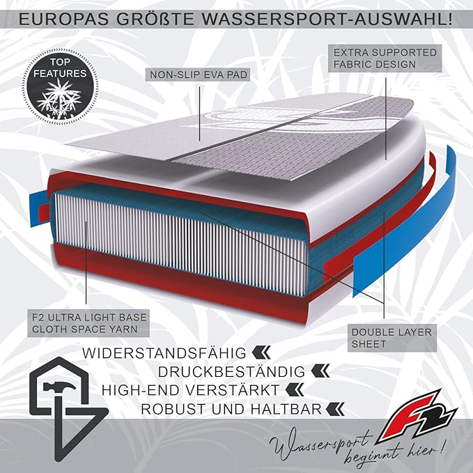 F2 Sector Red SUP Board Limited Edition 2024 – Aufblasbares Allround-Paddle-Board mit Kajaksitz – 372 cm
