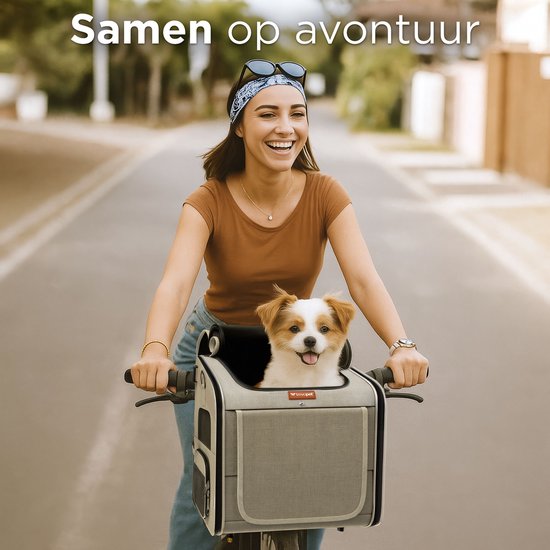 Trevopet® - Hundefahrradkorb - 4-in-1- Tragetasche, Rucksack & Autositz - Geeignet für Elektrofahrräder - Für Hunde bis 8 kg - Grau