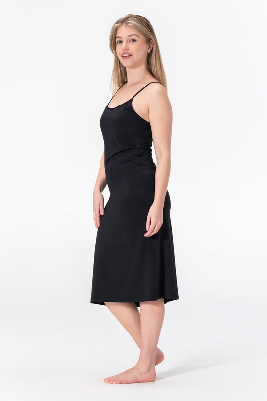 Damen Unterkleid - Nachtkleid - Schlafkleid - Antistatisch - Schwarz - Mikrofaser - Lang (120CM) - Größe L/XL