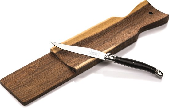 Laguiole Style de Vie Wurstbrett mit Steakmesser Premium Line - Akazienholz - Schwarz