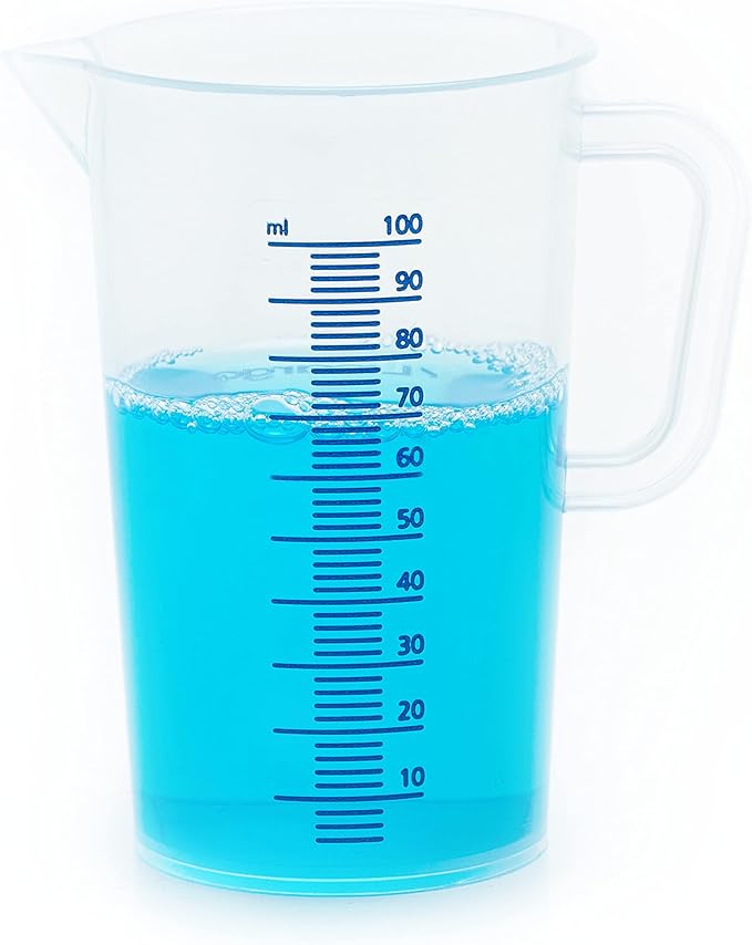 LICARGO Messbecher 100 ml – feine Skalierung – für präzises Dosieren – geeignet für Waschmittel, Autopflege, Backen und Kochen
