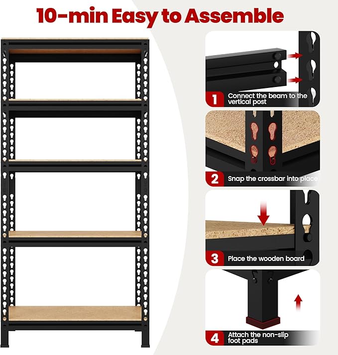 Yaheetech Aufbewahrungsregale - 2er-Set - Hochbelastbar - 150×70×30 cm - Verstellbar - Schwarz