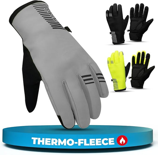 MIVELO Winterhandschuhe - Winddicht - Wasserdicht - Touchscreen - 3M Isolierung - Anti-Rutsch - Grau