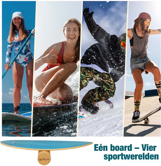 DH FitLife Wooden Balance Board mit Wippe - Balance Board für Kinder & Erwachsene - Indoor Fitness & Core Training, Grün