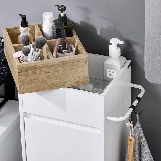 SoBuy BZR159-W Wäscheschrank - Weißer Badezimmerschrank mit Ablagefächern