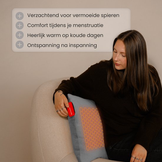 Auronic Heat Pillow - Classic - 45x60 - Kabellos - Wiederaufladbar - Elektrisches Kissen - Infrarot - Grau