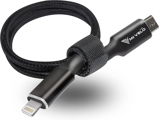 MIVELO E-Bike Ladekabel für Bosch Display - 35 cm OTG Kabel für iPhone (Lightning) - USB-C & Micro-USB - Geeignet für Intuvia, Kiox (nicht 300), Nyon (altes Modell) - Schwarz
