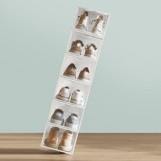 SONGMICS – Schuhkarton – Schuhkartons aus Kunststoff – 12er-Set – stapelbar – einfache Montage