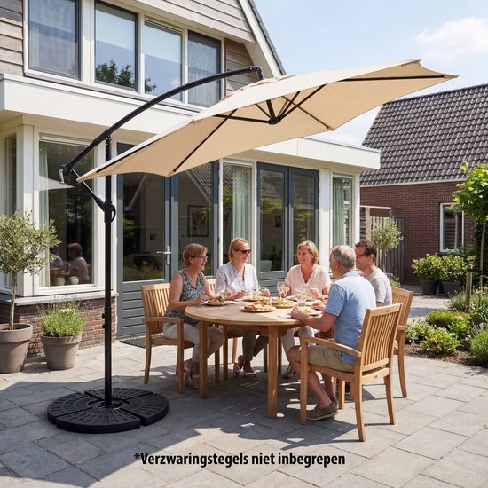 Tristar Schwebeparasol – 300 cm, rund – Garten & Balkon – höhenverstellbar – inkl. Kreuzfuß & Schutzhülle – PA-7906 – Beige