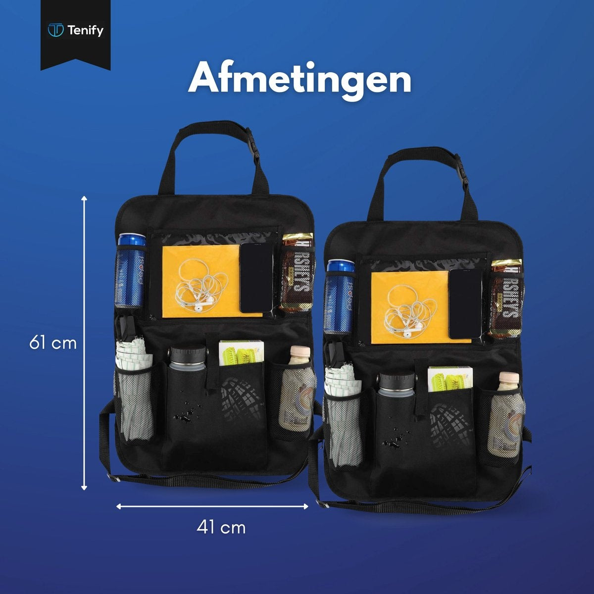Hochwertiger, luxuriöser und stabiler Auto-Organizer mit Tablet-Halterung - 2er-Set - Extra Stauraum - Schutz - Autositz - Zubehör