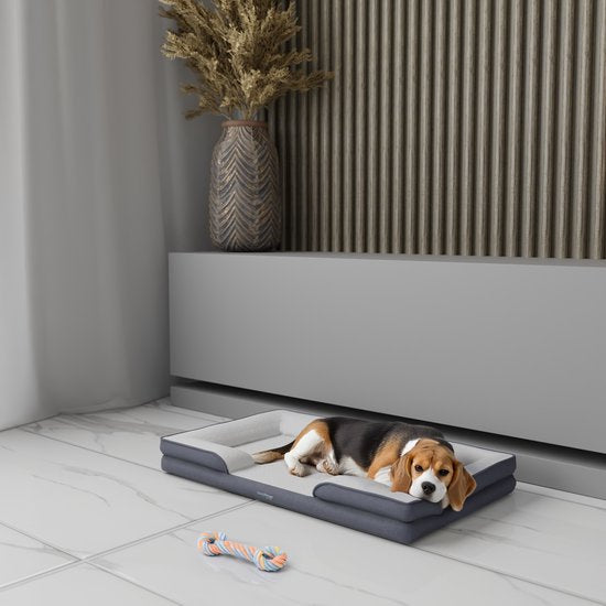 CozySense® Orthopädisches Hundekörbchen 100 x 70 cm - Größe XL - Wasserdichtes Hundebett mit waschbarem Bezug - Geeignet als Sitzkissen - Weiß