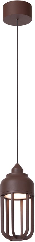 Lucide WELLS – Hängeleuchte für den Innen- und Außenbereich – Ø 10 cm – LED – 1x8 W, 2700 K – IP54 – Rostbraun | Essential