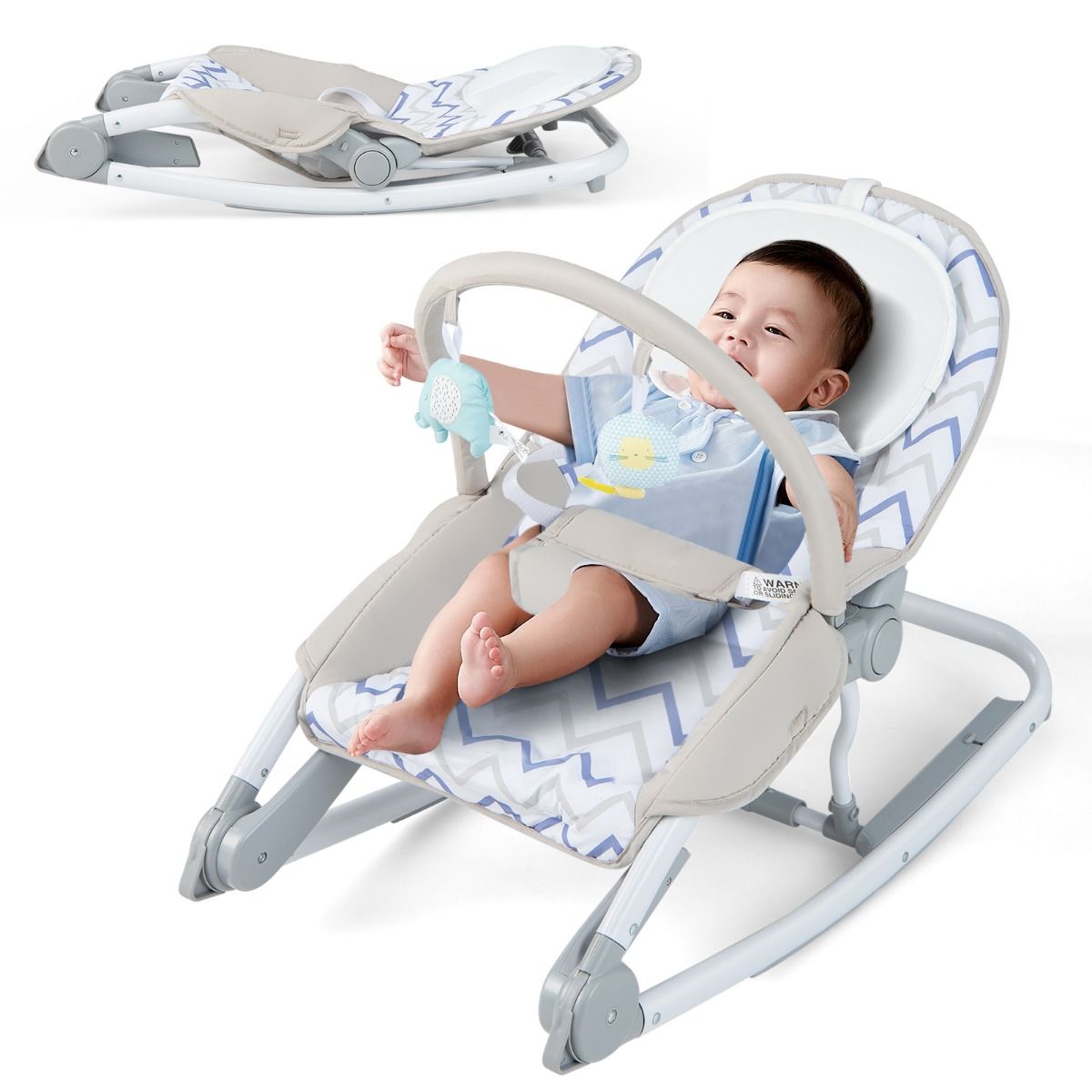 Coast 2-in-1-Babysitz – in 3 Positionen verstellbare Rückenlehne – abnehmbarer Stoffsitz – grau/rosa