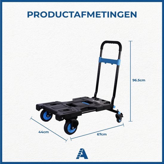 ALDORR 2-in-1 klappbarer Sackkarren und Transportwagen – Tragkraft des Transportwagens max. 150 kg und des Sackkarren max. 75 kg - Zusammenklappbarer Transportwagen – Zusammenklappbarer Möbelroller – Handwagen – Lagerwagen – Möbelroller
