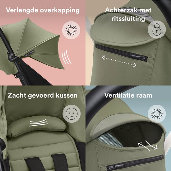 Stokke YOYO 6+ Color Pack, Olive – Textil: Sitzkissen, ausziehbares Verdeck und Rückentasche mit Reißverschluss – Für den YOYO-Rahmen (separat erhältlich)