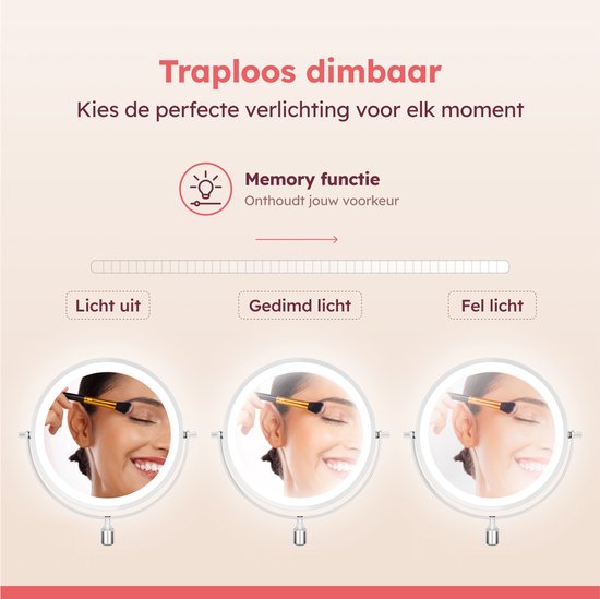 Fraay® Make-up-Spiegel mit LED-Beleuchtung - 10-fache Vergrößerung - Vergrößerungsspiegel mit Licht - wiederaufladbar - Rasierspiegel - Badezimmerspiegel - Chrom