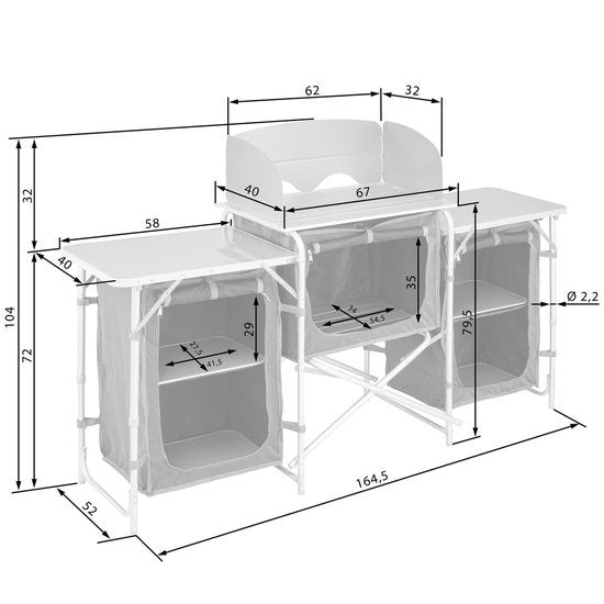 tectake - Campingküche Abm. 172 x 52 x 104cm schwarz - 403344