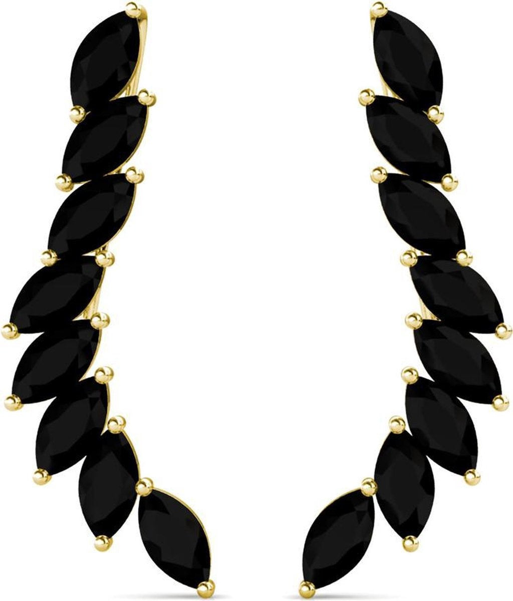 Yolora Damen Ohrringe - Kalpa Camaka Kristalle - Gold - Schwarzer Kristall - 18K Gelbgold vergoldet - Damen Ohrringe Gold - Schmuck - Luxuriöse Geschenkbox - Geschenkbox - Exklusive Geschenkbox - Schöne Geschenkverpackung