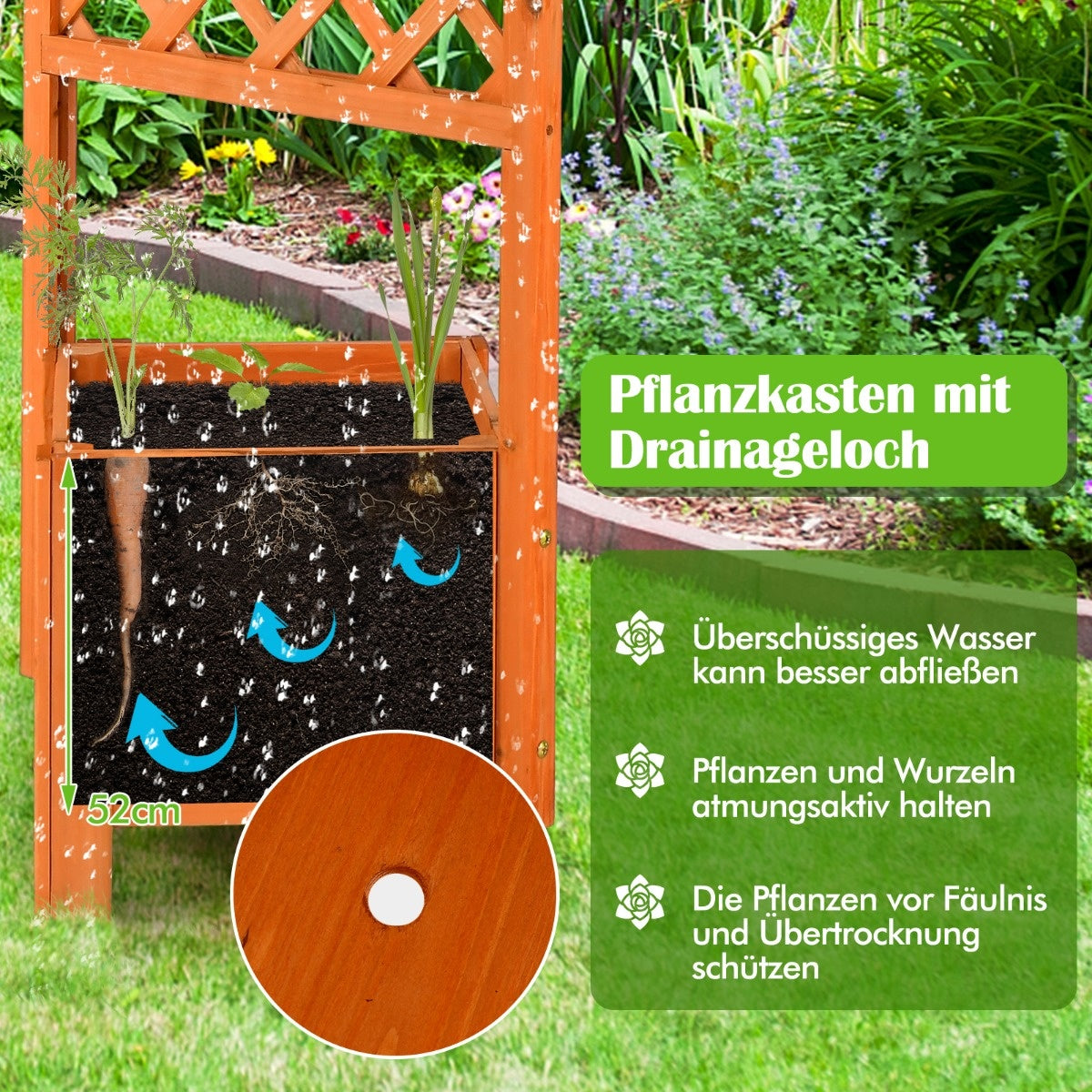 Coast Plant Box 180 cm High Garden Bed met trellis oranje