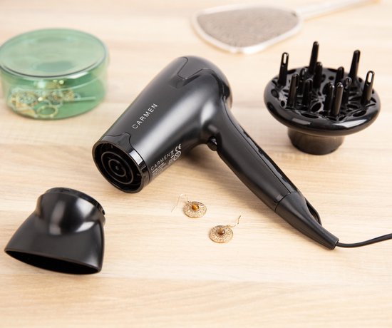 Carmen HD1695 - Haartrockner - 1700W - Diffusor - Coolshot-Funktion - Schwarz
