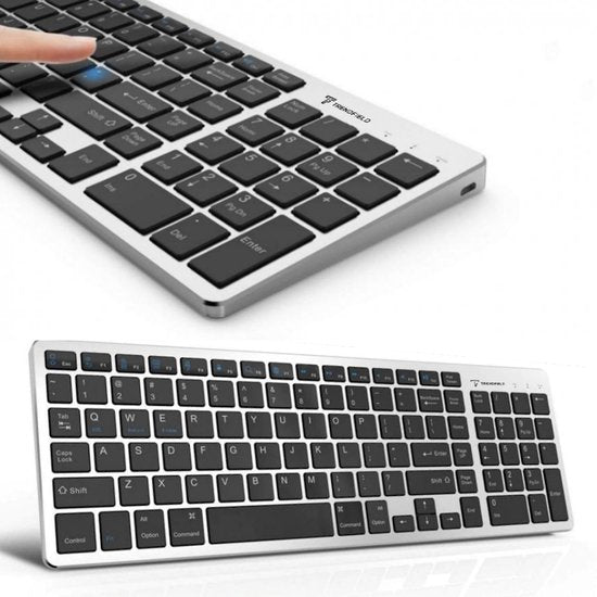 Trendfield Wireless Keyboard - Bluetooth Tastatur - Leise Tasten - Wiederaufladbar - Qwerty - Space Grau
