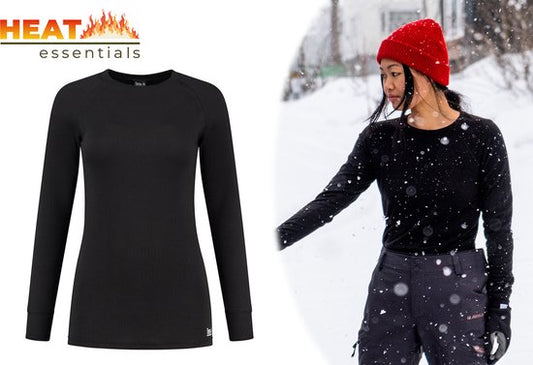 Heat Essentials – Thermo-Unterwäsche für Damen – Thermo-Shirt für Damen – Schwarz – L – Thermo-Bekleidung für Damen – Thermo-Shirt für Damen mit langen Ärmeln