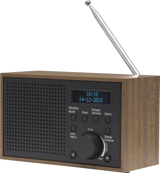 Denver DAB Radio - Retro-Radio - Küchenradio - Tragbares Radio - Batterien & Netz - DAB46 - Darkgrey