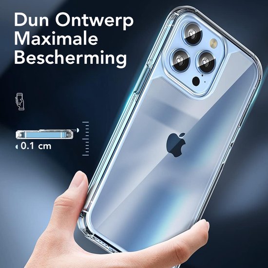 Podec iPhone 13 Pro Hülle, transparent – Set mit 2x Displayschutzfolie + 2x Kameraschutzfolie – Handyhülle mit Schutzglas – Transparente Hülle