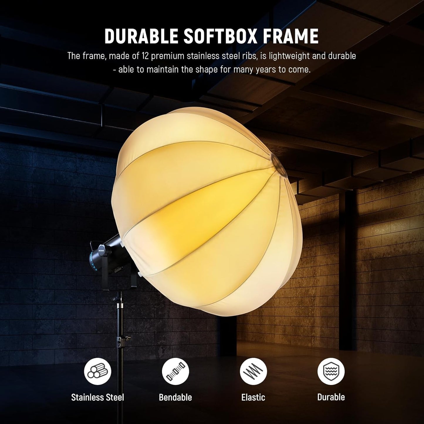 Neewer 50 cm Laternen-Softbox, weiß – 360°-Lichtdiffusor mit Schnellwechselvorrichtung und Bowens-Halterung für LED-Videoleuchten