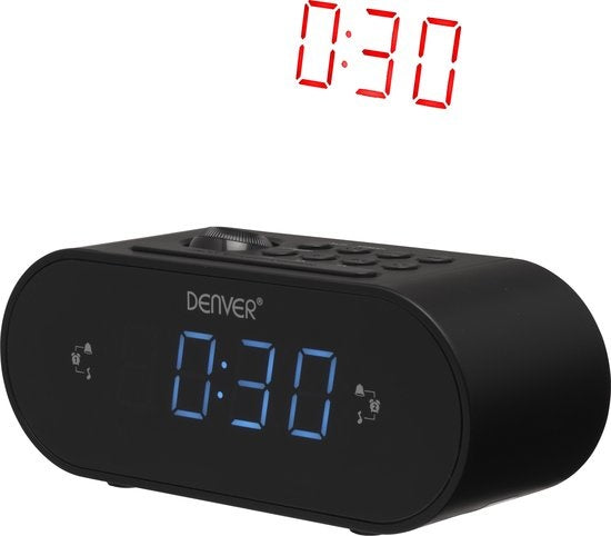 Denver Radiowecker mit Projektion - FM-Radio - 180Â°-Projektionsuhr - Doppelweckzeit - CRP717 - Schwarz