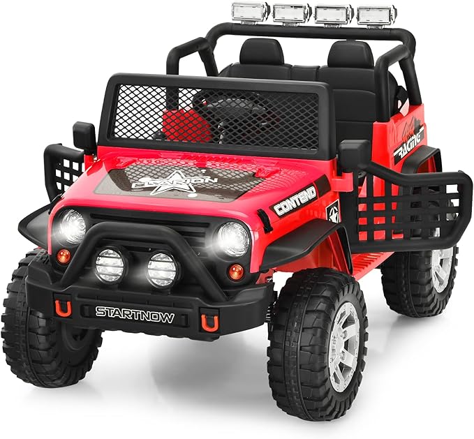 Coast Elektrisches Kinderauto 12 V – mit Fernbedienung, Musik und USB-Anschluss 114,5 x 72 x 74 cm – Rot