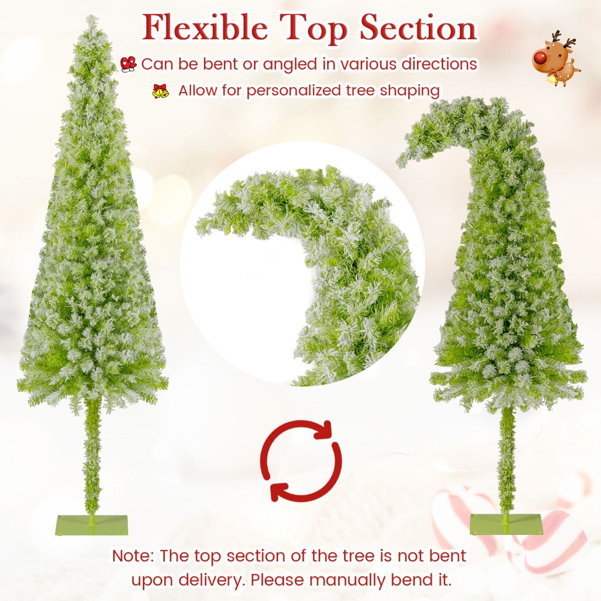 Coast Künstlicher Weihnachtsbaum mit Lichtern und Schnee - 50 x 180 cm - Mit biegbarer Spitze und 120 warmweißen LED-Lichtern und 8 Lichtmodi - Für Weihnachten und Winterthema - Grüner Schnee PVC und Metall
