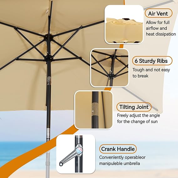 Angel Living Sonnenschirm 140 x 140 cm - Kippbar - Beige