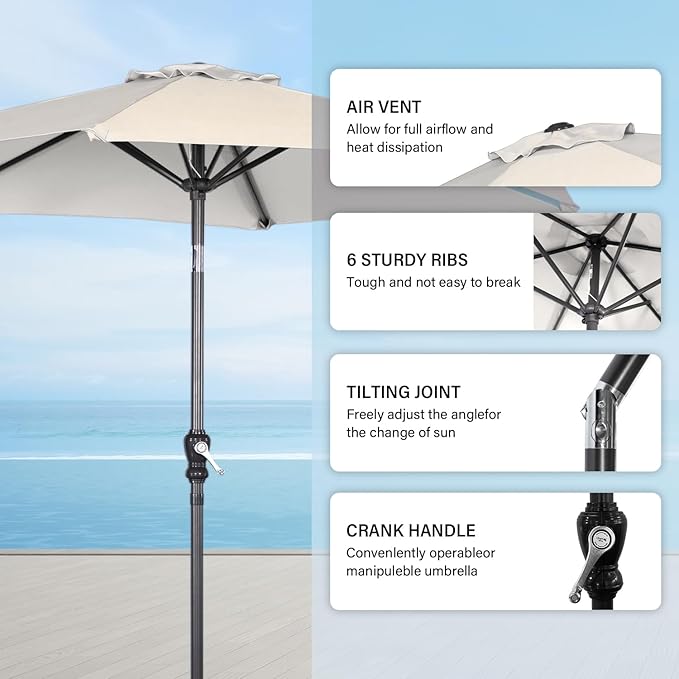 Angel Living Sonnenschirm - Ø250 cm - kippbar - Creme