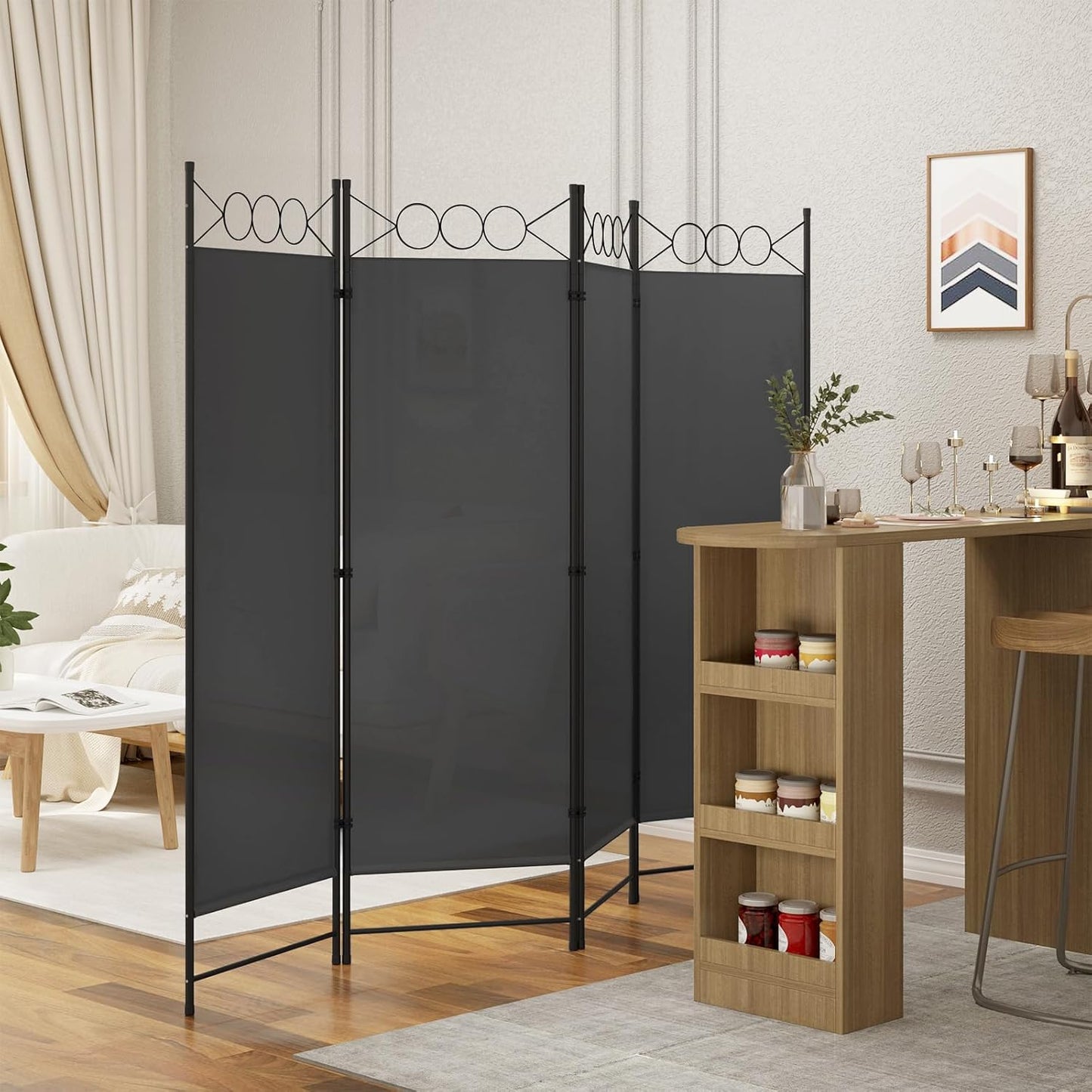 Woltu Raumteiler – 4-teilig – 223 x 172 cm – Anthrazit