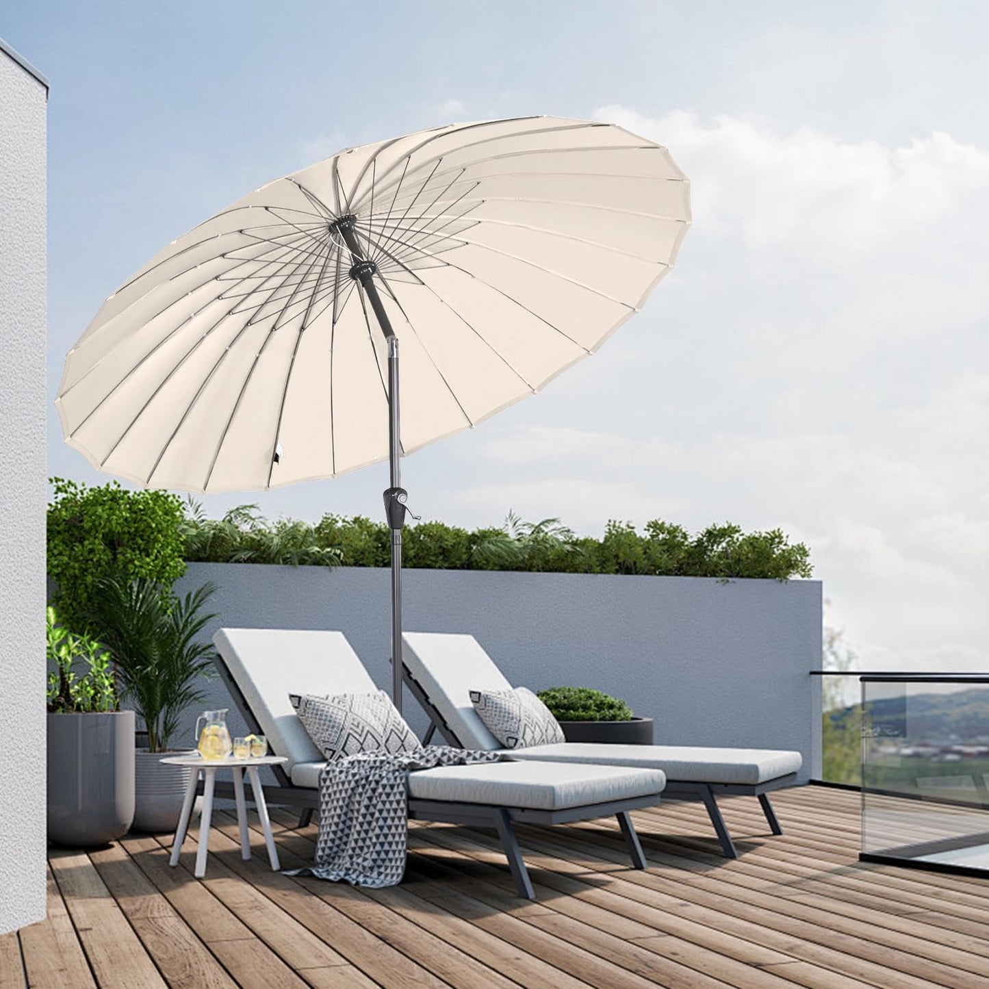 Angel Living Sonnenschirm Rund - Ø250 cm - Massiv - Beige
