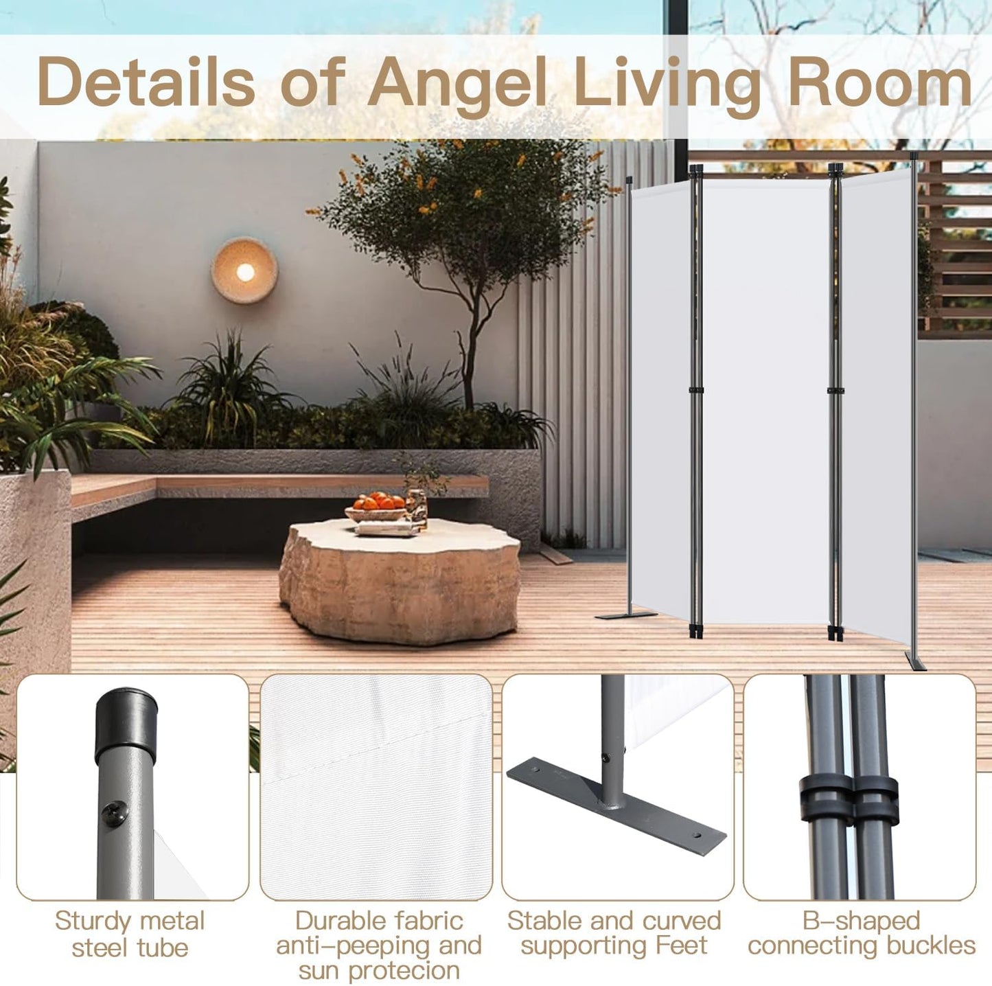 Angel Living Faltwand - 3 Paneele - 168 x 165 cm - Weiß