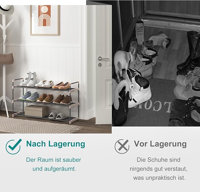 WOLTU SR0006 Schuhablage - 3 Schichten - beige und grau - 92 x 30 x 54 cm