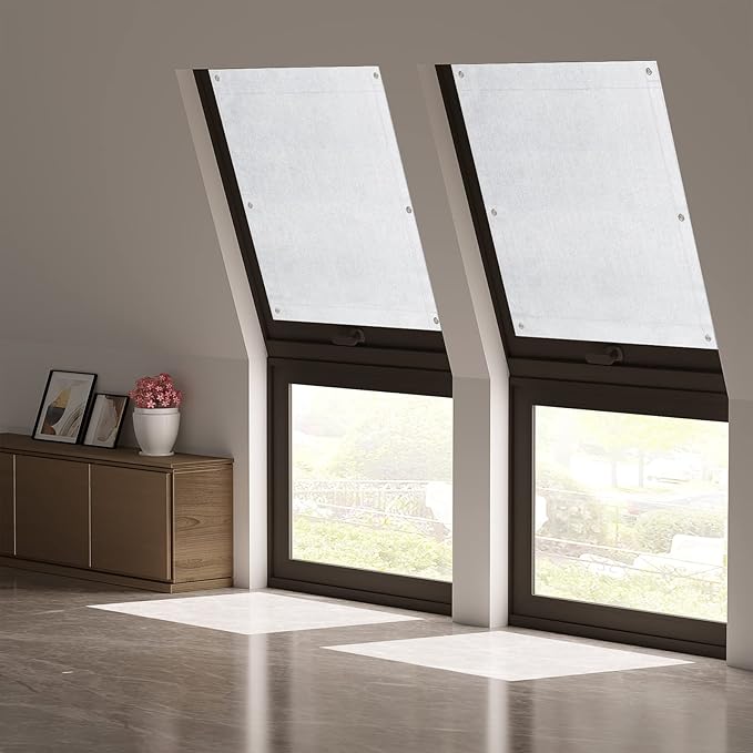 WOLTU Thermo-Verdunkelungsrollo Dachfenster - ohne Bohren mit Saugnäpfen - weiß - 76 x 115 cm - für Velux und Roto P08 408
