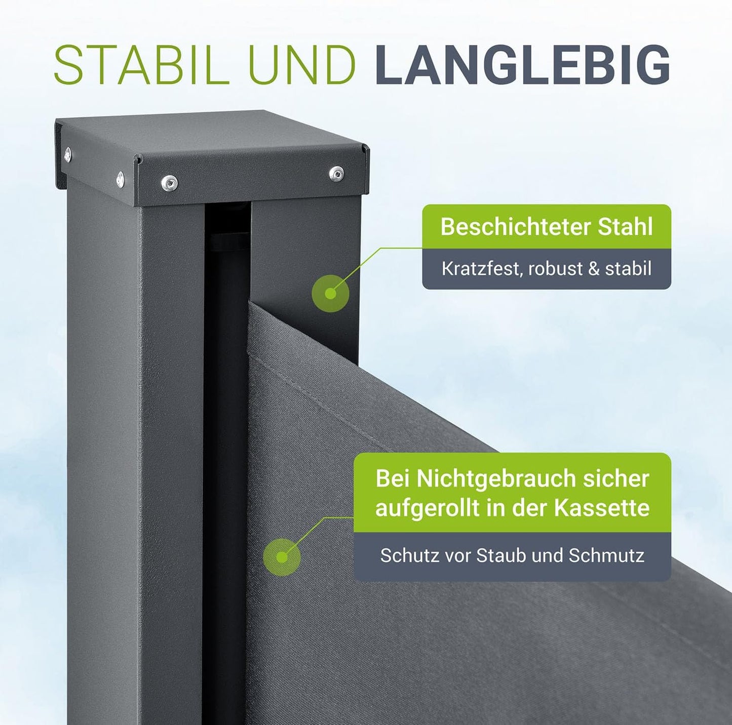 Juskys Windschutzscheibe – verstellbar – 500 x 180 cm – Anthrazit