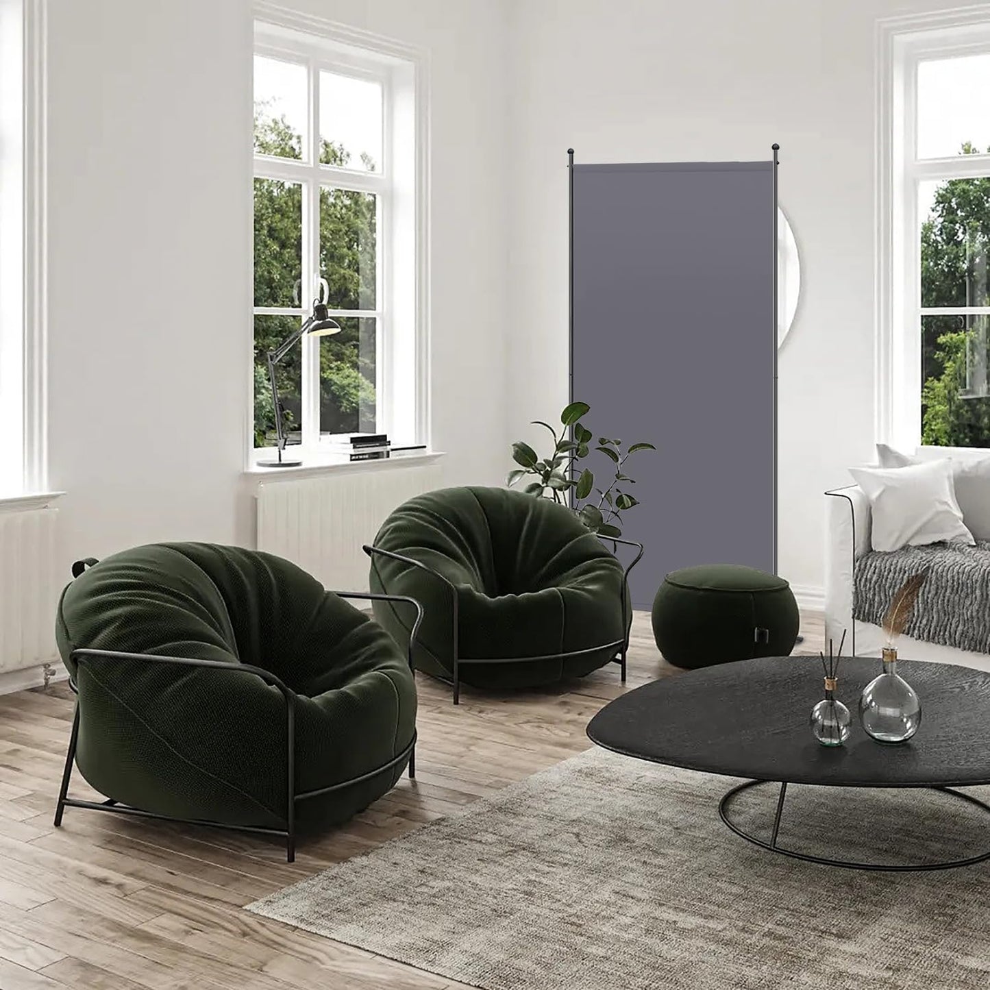 Angel Living Paravent - 1-teiliger Paravent & Raumteiler - Sichtschutz für Büro, Balkon, Schlafzimmer & Garten - Grau - 80 x 180 cm
