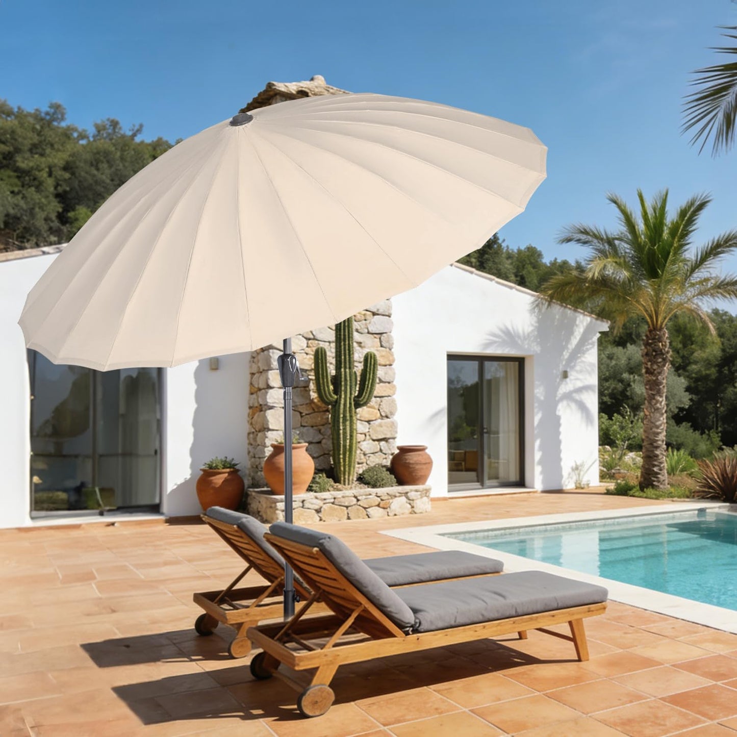Angel Living Sonnenschirm Rund - Ø250 cm - Massiv - Beige