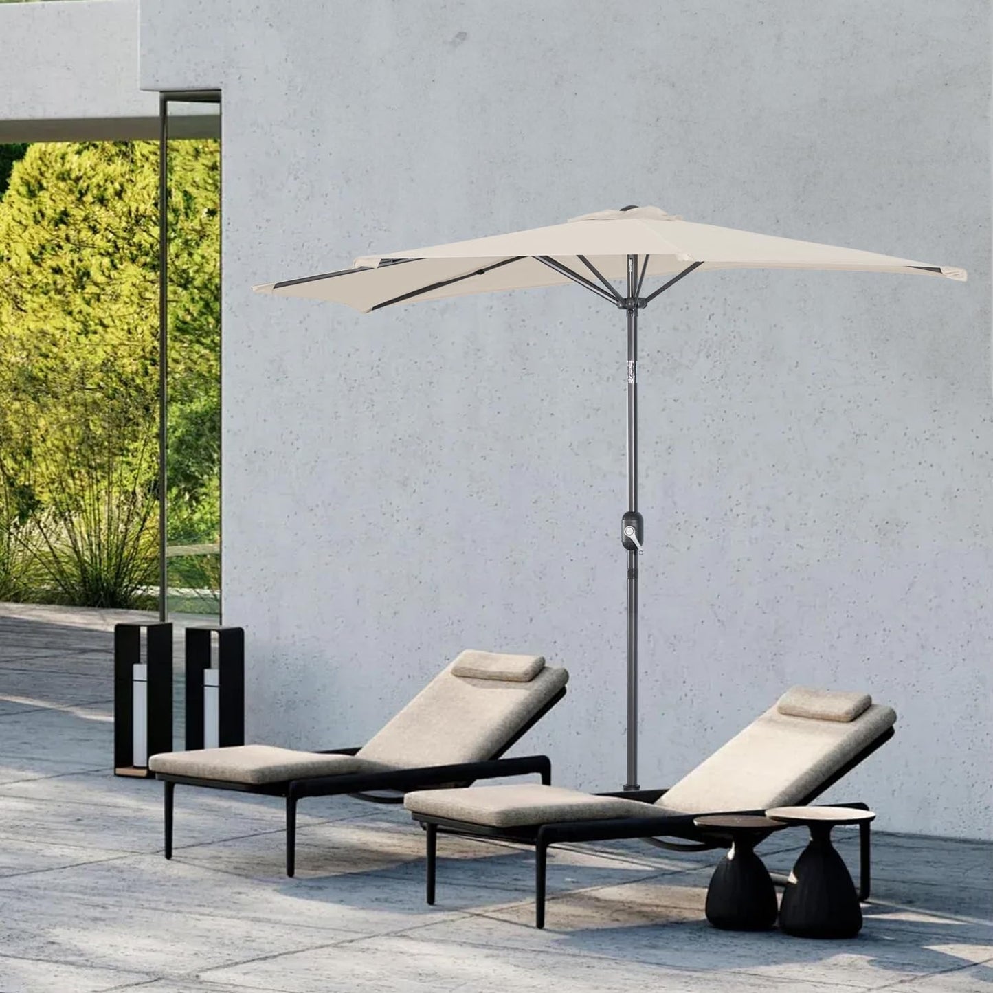 Angel Living Balkon-Sonnenschirm - halbrund - 245 x 122 cm - Creme