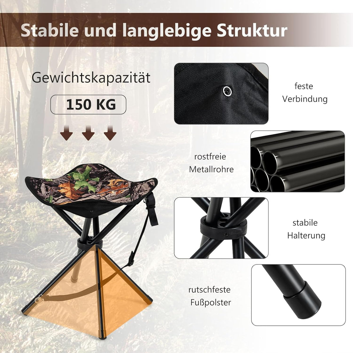 Küsten-Klapphocker - klappbar - bis zu 150 KG - 32 x 32 x 40 cm