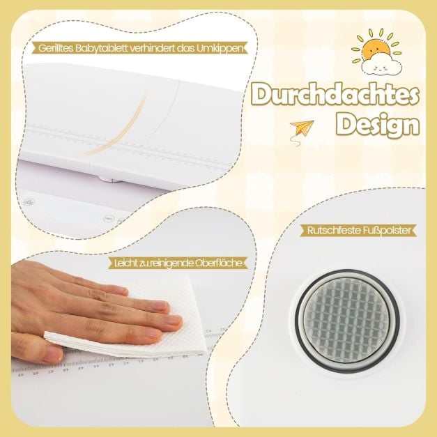 Coast Digitale Babywaage Weiß - Kinderwaage mit herausnehmbarer Messschale und LED-Anzeige - 61 x 33 x 8 cm