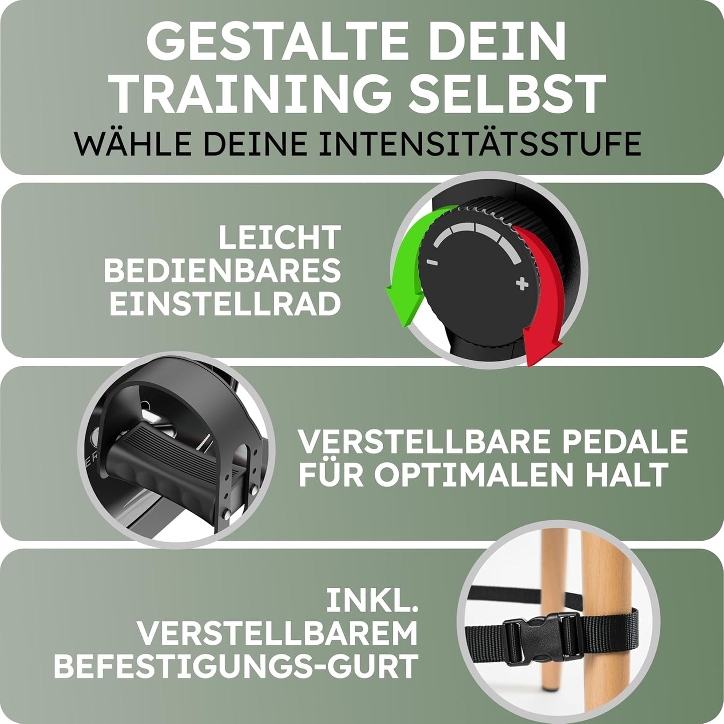 HELDENWERK Pedal-Trainer-Set - 40x35x30 cm - Schwarzer Stahl & Kunststoff - Inklusive Befestigungsgurt & Anti-Rutsch-Matte - Arm- und Beintrainer - Für Senioren