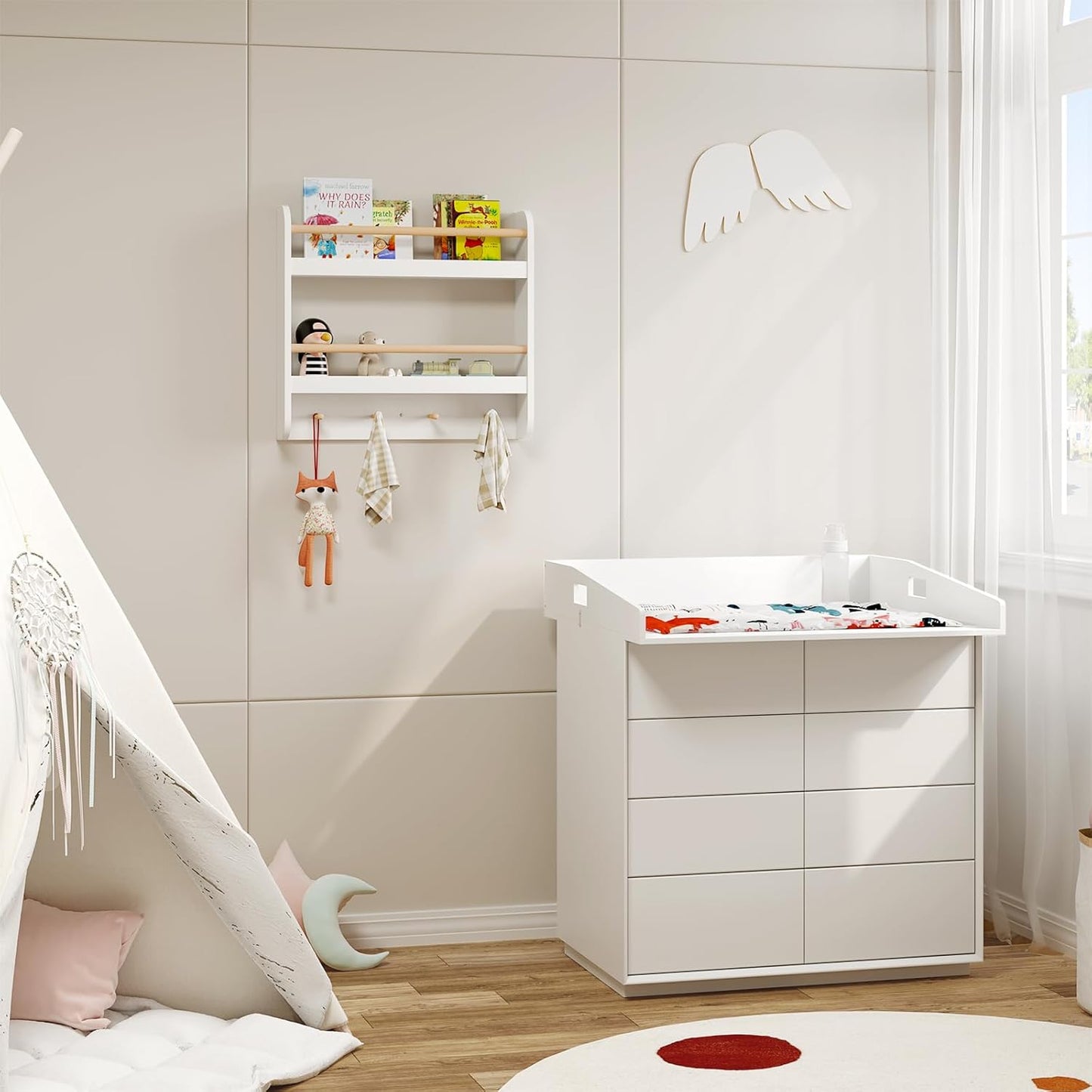 Woltu Kinderbücherregal – MDF – 60 x 55 x 12 cm – Weiß