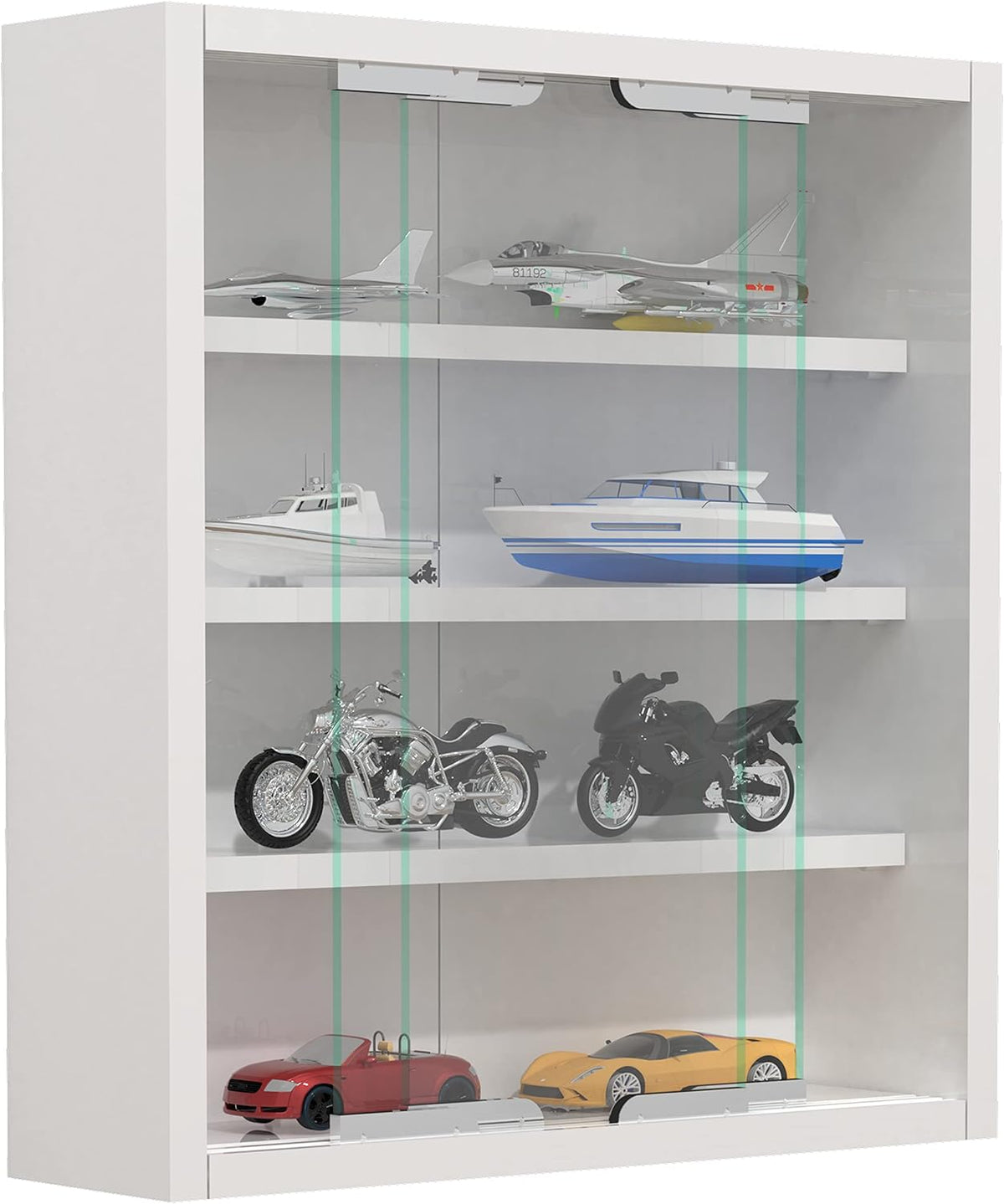 VCM Agisa S Hängevitrine - Wandvitrine mit gehärtetem Glas, 3 verstellbare Einlegeböden, modern und platzsparend - Weiß - 40x37x10 cm